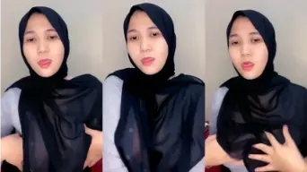 Tante Berjilbab Hitam, Baju Tembus Pandang Bikin Napsu Naik.